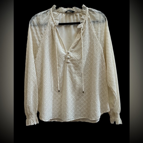 Ralph Lauren Cream Eyelet Blouse - Picture 1 of 4